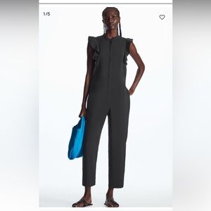 COS RUFFLED-SLEEVE JUMPSUIT, Size: 10, Color: Black, NWT